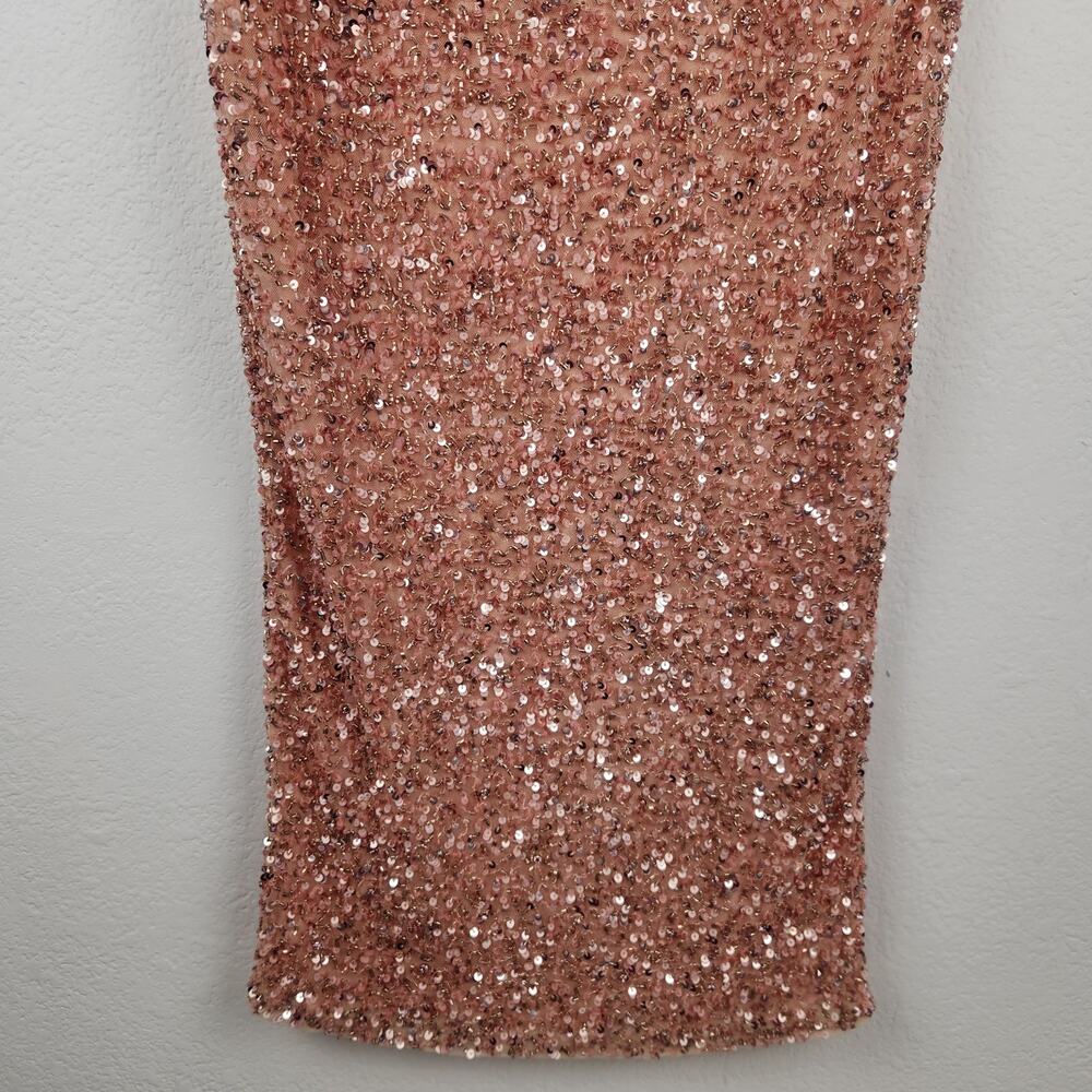 Retrofete Lowe Sequin Beaded Skirt in Dusty Peach Midi Size Small - Picture 8 of 9